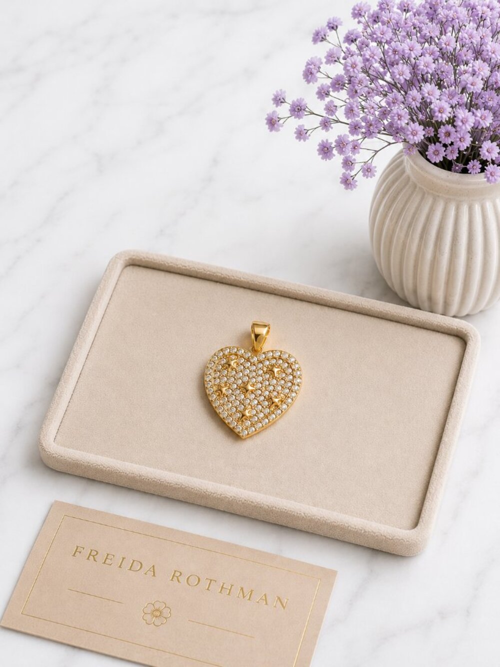 Freida Rothman Gold Heart Necklace Pendant